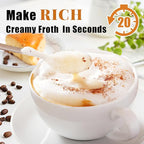 Nahida Beige Milk Frother Wand for Coffee, Frother Handheld Rechargeable Electric Whisk with 3 Heads 3 Speeds Drink Mixer Coffee Frother Foam Maker For Latte, Cappuccino, Hot Chocolate, Egg
