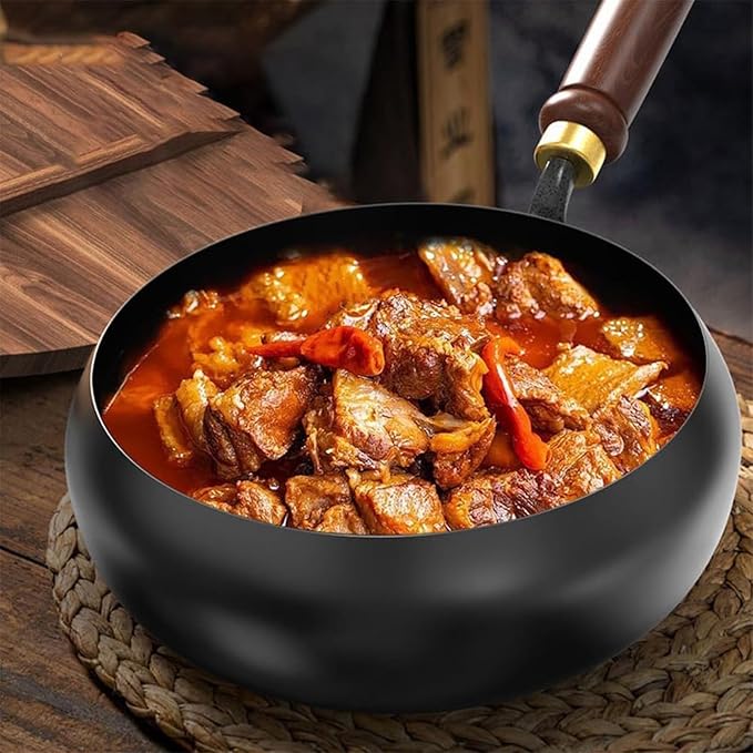 Jinswhdre Cast Iron Skillet, 9.5/11in Jinswhdre Japanese Irons Pan, Hand Forged Uncoated Iron Pan with Lid Spatula, Non-stick Wok for Cooker Gas Stir Fry Pans Durable and Rust-Free (Glass Lid,9.45in)