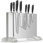 Magnetic Knife Block, Magnetic Kitchen Knife Holder Stand with Strong Magnet Strip for Kitchen Counter, Stainless Steel Double-Sided Universal Knife Storage Rack Organizer Without Knives