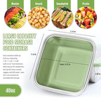 4 Pack Sandwich Containers, 40oz Stainless Steel Sandwich Box with Airtight Lids, Reusable Metal Meal Prep Lunch Boxes, BPA-Free, Dishwasher Safe, Large Capacity Food Storage Containers (Green)