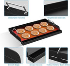 25" x 16" Universal Stovetop Griddle for Most Gas Stove/Charcoal/Electric Grill,Pre-Seasoned Flat Top Plate with Removable Handles for Camping & Tailgating, Plancha Para Cocinar, Nonstick Carbon Steel