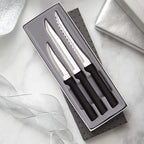 Rada Cutlery 3-Piece Cooking Essentials Knife Gift Set (G249), Stainless Steel Hollow Ground Blades, Made in USA, Black Handles