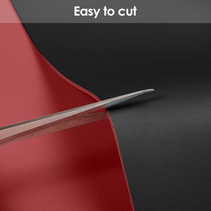 Leather Table Cover,1.8mm Thick,24x48 Inch Desk Cover,Large Desk Mat,Table Protector,Table Cover Protector,Craft Mats to Protect Table(Black+Wine Red,24x48)