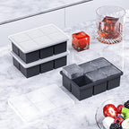 Large Ice Cube Tray for Whiskey, HANCELANT Big Silicone Square Ice Cube Mold with Removable Lid, 2'' Huge Square Ice Cubed Tray for Whisky and Cocktail