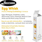 Newness Whizzy Whisk, Stainless Steel Semi Automatic Whisk Blender for Home -Versatile Tool for Egg Beater, Milk Frother, Hand Push Wisk - Kitchen Utensil for Blending, Whisking, Beating & Stirring