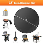 38" Round Fire Pit Mat for Solo Stove Bonfire/Under Grill Mat for Outdoor Grill Fireproof Waterproof Oil-Proof, 4 Layers Fireproof Mat Fireplace Mats BBQ Solo Stove Mats for Deck Patio Grass Smoker
