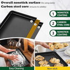 P&P CHEF 12.4 Inch Baking Cookie Sheet Pan, Carbon Steel Oven Tray, Non Stick Bakeware for Cooking Baking Bread Meat Vegetables, Sturdy & Healthy, Easy Clean, 1Pc