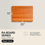 John Boos RA-Board Series Rectangular Wooden Cherry Cutting Board 20”x15” – 2.25” Thick, 20-lb Reversible Butcher Block with Edge-Grain & Finger Grips – Made in the USA