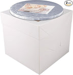 Cakebon Cake Boxes with Boards - 10 Inch Round Cake Drum Silver - Box With Window for Birthdays, Weddings and Parties (1pc Each, 2pcs Total)