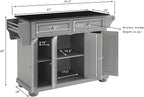 Crosley Furniture Alexandria Granite Top Rolling Kitchen Island Storage Cart, Microwave Stand, Spice Rack, Gray