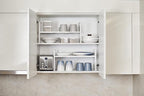 Nxconsu Cabinet Shelf Expandable Height Adjustable Shelf Organizer Riser for Kitchen Cabinet Pantry Cupboard Under Sink Countertop Organization Storage Space Saver Stackable Heavy Duty Metal White XXL