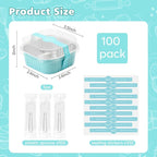 Ruckae 5oz 100 Pcs Square Mini Loaf Pans with Lids-Disposable Foil Dessert Containers,Mini Cake Pans with Lids,Aluminum Dessert Cups for Parties and Weddings (Light Blue, 5oz)
