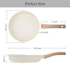 Vinchef Nonstick Frying Pan Anti Scratch,12.5 Inch Skillet Cast Aluminum Cookware, Induction Compatible White