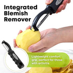 Zulay Kitchen Swivel Vegetable Peeler - Stainless Steel Potato & Veggie Peeler with Comfortable Grip - Built In Blemish Remover - Black