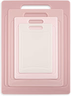 COOK WITH COLOR Non-Slip Cutting Board Set – Kitchen Essentials with Easy Grip Handle for Meat, Veggies, and Fruits, 4 Cutting Boards, Pink