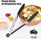 Doosu Kitchen Tongs for Cooking - 600°F Heat Resistant Food Tong Set with Non-Scratch Silicone Tips, Heavy Duty Stainless Steel Locking Tong for BBQ, Grilling Steak, Serving Salad (9+12in, Black)