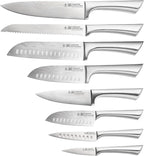 Cuisine::pro Damashiro Knife Block (Bodo, 10 Piece Set) - Premium Japanese Steel Knife Set With Transparent Display - Built-in Magnetic Acacia Wood Chopping Board