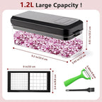 Vegetable Chopper, Onion Chopper Dicer, Mandoline Slicer, Food Chopper with Container, Vegetable Cutter for Salad Potato Carrot Garlic（2 Blades, Black）