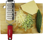 Hoki Found Cheese Grater - Stainless Steel Coarse Zester - Kitchen Food Grater - Red