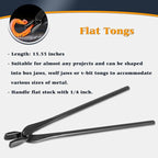 Blacksmith Tongs Set - V-Bit, Flat, Blade, Square Jaw, Wolf Jaw Tongs (5PCS)