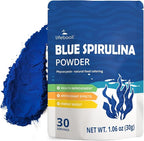 Blue Spirulina Powder, 100% Natural Pure Phycocyanin Extract from Blue-Green Algae, Vegan, Gluten-Free, Non-GMO, Food Coloring for Smoothies, Baking & Drinks, 30g