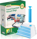 BRODI Travel Vacuum Bags With Pump - Compression Storage Bags for Space Saving & Luggage Essentials (10 Combo Pack)
