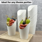 CAMKYDE 100 Pcs French Fries Holder, 12oz Disposable Paper French Fry Cups White Charcuterie Cups for all Occasions (12oz, White)