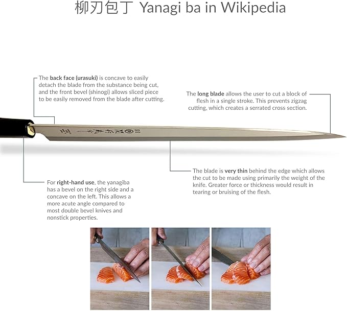 JapanBargain 1560, Extra Long Sushi Sashimi Knife Japaneses High Carbon Stainless Steel Sushi Chef Yanagiba Knife, Made in Japan, 11.75 inch Long