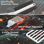 Stainless Steel Fish Spatula, 13.3 inch Metal Spatulas with Silicone Handle, Slotted Turner for Cooking, Grilling, Flipping, Egg, Cookie, Pancake and Burger (Large)