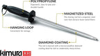 Kimura Professional Diamond Honing Rod, 10 Inch, Silver, Extra Fine Grit, Magnetized, Ergonomic Handle, Versatile Knife Sharpener, Japanese Gift Box