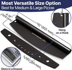 KitchenStar 16-Inch Pizza Cutter Rocker Blade - Sharp Stainless Steel Slicer Knife, Protective Cover, Black Nonstick, Large - Professional Pizza Oven Accessories