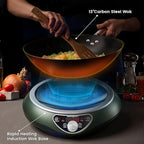 Induction Cooktop,1700W/85V~120V Induction Burner Portable Electric Wok,13-inch Carbon Steel Wok Included