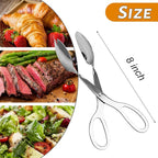 2 Pieces Salad Tongs, 8 Inch Serving Tongs, Stainless Steel Food Scissor Tongs, Buffet Tongs for Home Kitchen Party Bread Cake Bake Steak Barbecue Buffet Catering