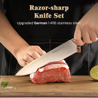 Astercook Knife Set, Kitchen Knives Set with Block and Sharpener Full Tang 17 Pcs German Stainless Steel Knives Sharp Blade Dishwasher Safe Premium Knife Set with Anti-slip Ergonomic Handle, Black