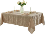 Newbridge Barcelona Luxury Damask Fabric Tablecloth, 70” Extra Wide x 90” Rectangle, Golden Beige, 100% Polyester, No Iron, Soil Resistant Dining Room, Party and Banquet Table Cover