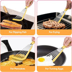 Nonstick Fish Spatula,Maywe Tanso Thin Slotted Spatulas Turner Silicone Fish Spatulas for Nonstick Cookware,High Heat Resistant BPA Free Cooking Utensils,Ideal for Fish,Eggs,Pancakes