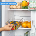 JollyPack 8 Pack Clear Plastic Storage Bins, Pantry Organizers and Storage with Handles, Clear Storage Containers for Fridge, Kitchen, Cabinet, Bathroom and Office