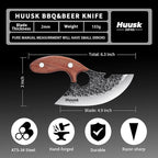 Huusk Knives, Viking Boning Knife for Meat Cutting, Small Ulu knives, Caveman Ultimo Knives Hand Forged Full Tang Knives for Kitchen or Camping Christmas Gift