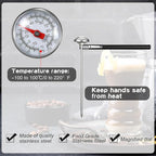 Xuhal 6 Pcs Stainless Steel Kitchen Thermometer with 5 Inch Long Stem 1 Inch Dial Thermometer Milk Frothing Food for Oven Probe Meat Grill BBQ Cooking Chocolate Water(Black)