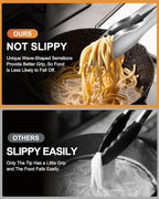 Cooking Tongs with Teeth, Premium Stainless Steel Kitchen Tongs Set of 2-9" and 12", Heavy Duty Locking Metal Food Tongs with Non-Slip Grip - Black