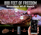 Wireless Meat Thermometer Digital BBQ Set, 5.3 Bluetooth and WiFi connectivity 800ft APP Control (iOS&Android) with Chef Knife, Fork, Meats Temperature Probe, Grilling, BBQ Gift for Men