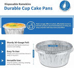 Angel's Peel Lounge 4 oz. Aluminum Foil Ramekin Cup – Disposable Baking Cups for Tart, Souffle, Appetizer-Utility/Cupcake/Ramekin/Muffin (Pack of 50) (Cup with lid)