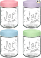 4-Pack 16oz Overnight Oats Containers with Airtight Lids - Glass Mason Jars with Measurement Marks for Yogurt, Meal Prep & Chia Pudding, Stackable & Leakproof