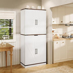 72" Tall Storage Cabinet, Kitchen Pantry Cabinet with Adjustable Shelves & Sturdy Steel Frame, Farmhouse Pantry Storage with 4 Barn Doors for Kitchen, Dining Room, and Living Room, White