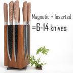Resafy Magnetic Knife Wooden Block 360 Rotatable Knife Holder Rack Magnetic Stands with Strong Enhanced Magnets Kinves Strip
