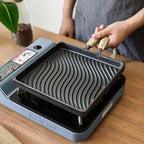 LI-GELISI Cast Iron Grill Pan, Square,Pre-seasoned Profession Steak Skillet,8.6 Inch
