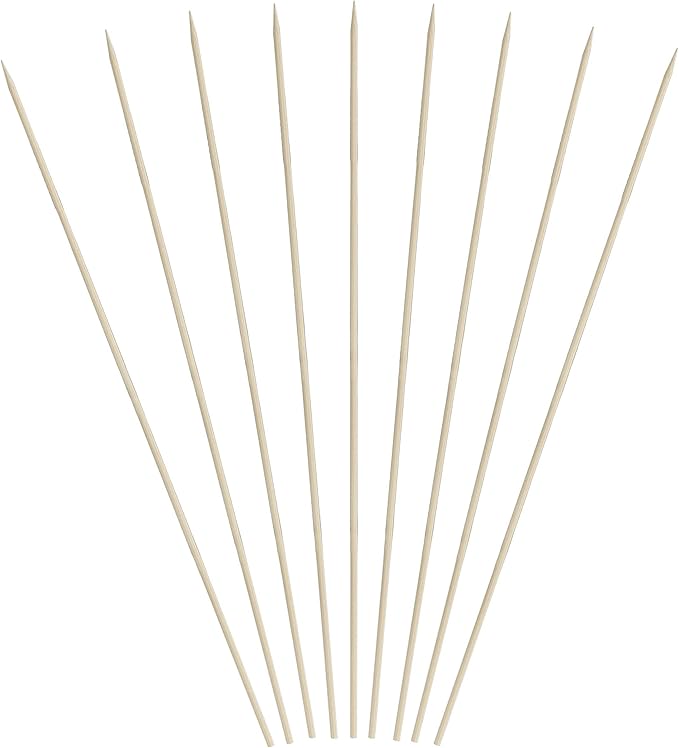 1600 Count | KingSeal Natural Bamboo Wood Grilling Skewers, 10 Inches x 3.0mm Diamter, for Shish Kebabs, BBQ, and Fruit Arrangements, Bulk Pack - 16 Packs x 100 Skewers