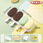 3pcs Large Silicone Popsicle Molds with Lids,4 Cavities Cake Pop Molds,Oval Ice Cream Bar Mold Ice Pop Cakesicle Molds Silicone with 100 Wooden Sticks & 100 Bags &100 Twist Ties(Pink)