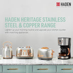 HADEN Heritage 1.7 Liter Stainless Steel Electric Kettle Bundled with 12 Cup Drip Coffee Maker, Coffee Machine with Auto Shut-Off, Steel & Copper