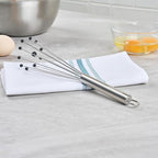 Restaurantware-German Standard 10.6 Inch Ball Whisks, 6 Kitchen Whisks With Silicone Balls - Ergonomic Handle, Dishwashable, Stainless Steel Manual Egg Beater, Durable, For Whisking, Stirring, Mixing
